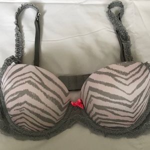 Gray and white animal print bra.